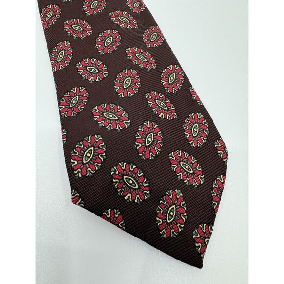 Polo Ralph Lauren Red Silk Necktie Mens Eye Medallion Print Made in USA - Picture 3 of 6